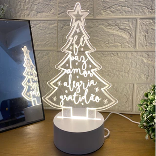Árvore de Natal Luminária Temática Natal Decoração Natalina LED 3D Encanto Natal
