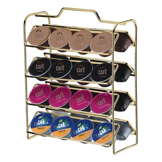 Vittak Suporte Porta 32 Cápsulas Café Dolce Gusto Expresso Organizador de Máquina Cafe Aço Aramado Dourado