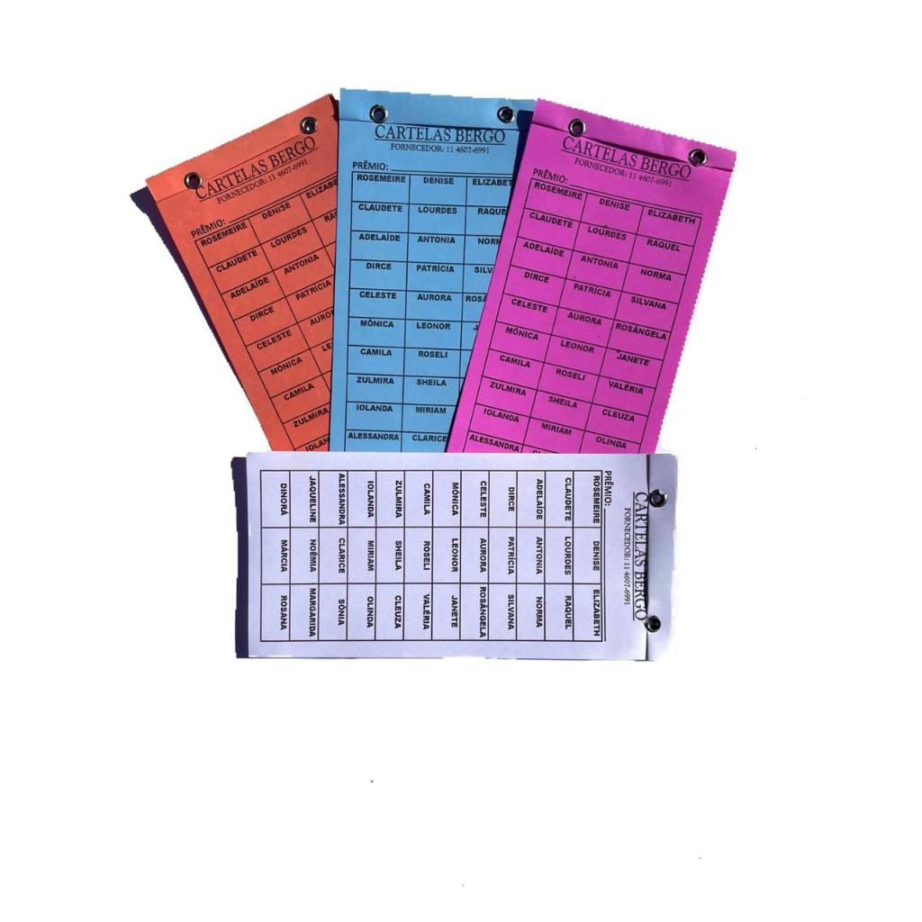 CARTELA DE RIFA BERGO 36 NOMES C/50 UNIDADES. | Shopee Brasil