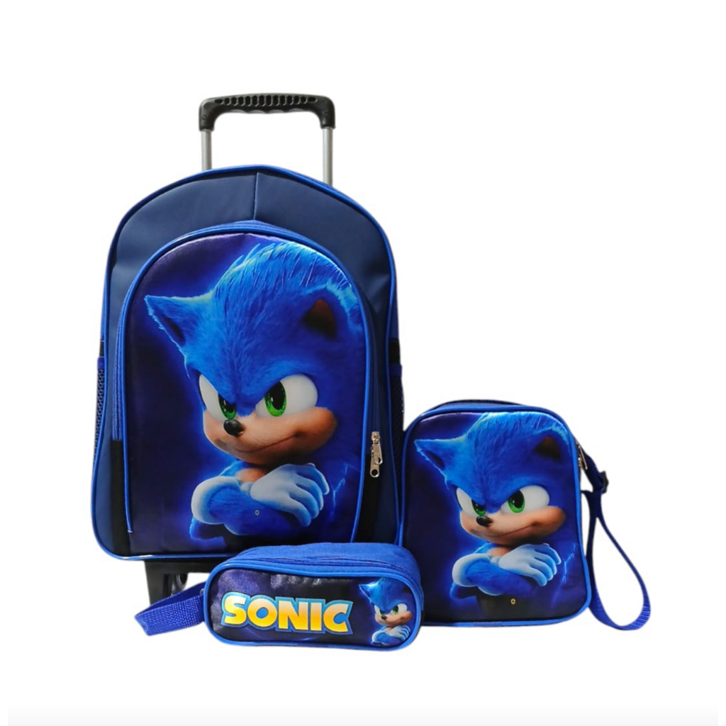 Mochila Sonic 3 Rodinhas Lancheira Estojo Kit 2025 | Shopee Brasil