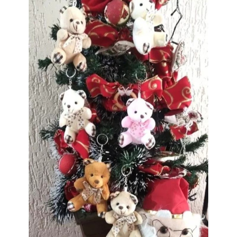 Enfeite rvore De Natal Kit 6 Ou 12 Ursinho Pel cia Decorativos 