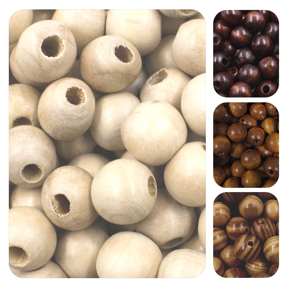 Miçanga / Bola em Madeira 500g Diversos Tamanhos | Shopee Brasil