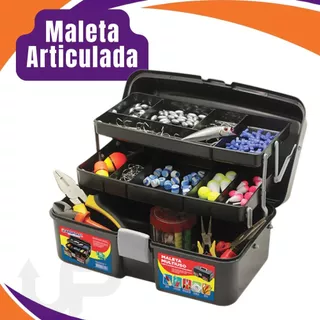 Maleta Pesca Articulada com 2 Bandejas Organizadora Ferramentas Multiuso Resistente