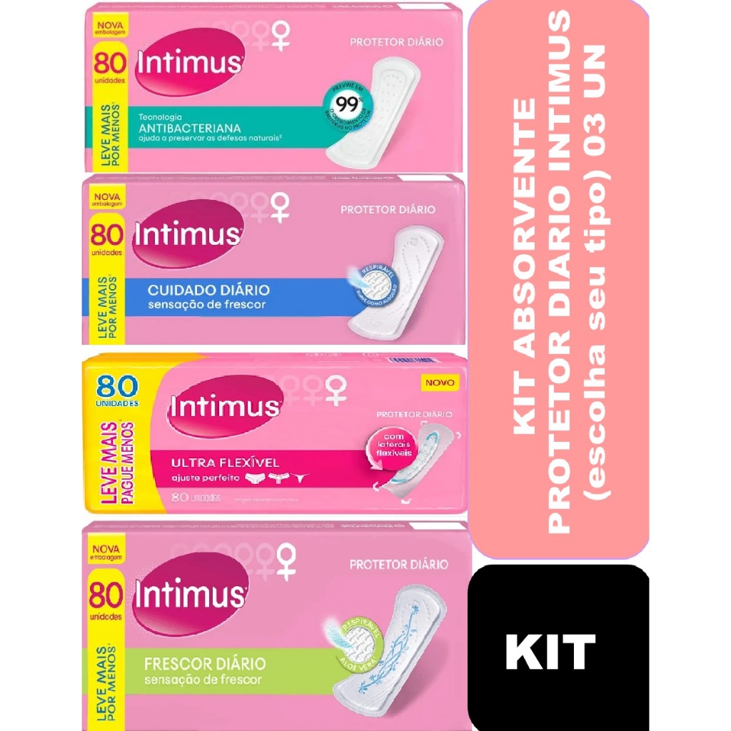 KIT 03un Absorventes Protetor Diario Intimus (240un) (Escolha seu tipo ...