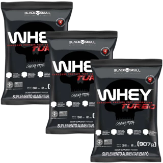 Kit 3x Whey Concentrado Turbo Refil - 907g Blackskull