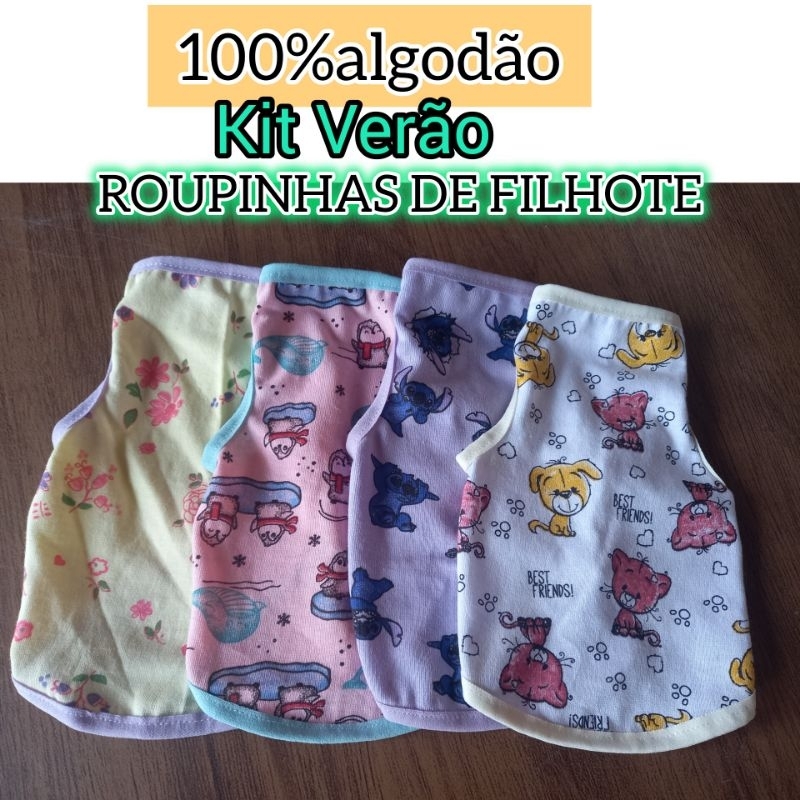 Kit 4 Pijamas Para Cães E Gatos - Roupas Confortáveis Com Estampas De Frutas