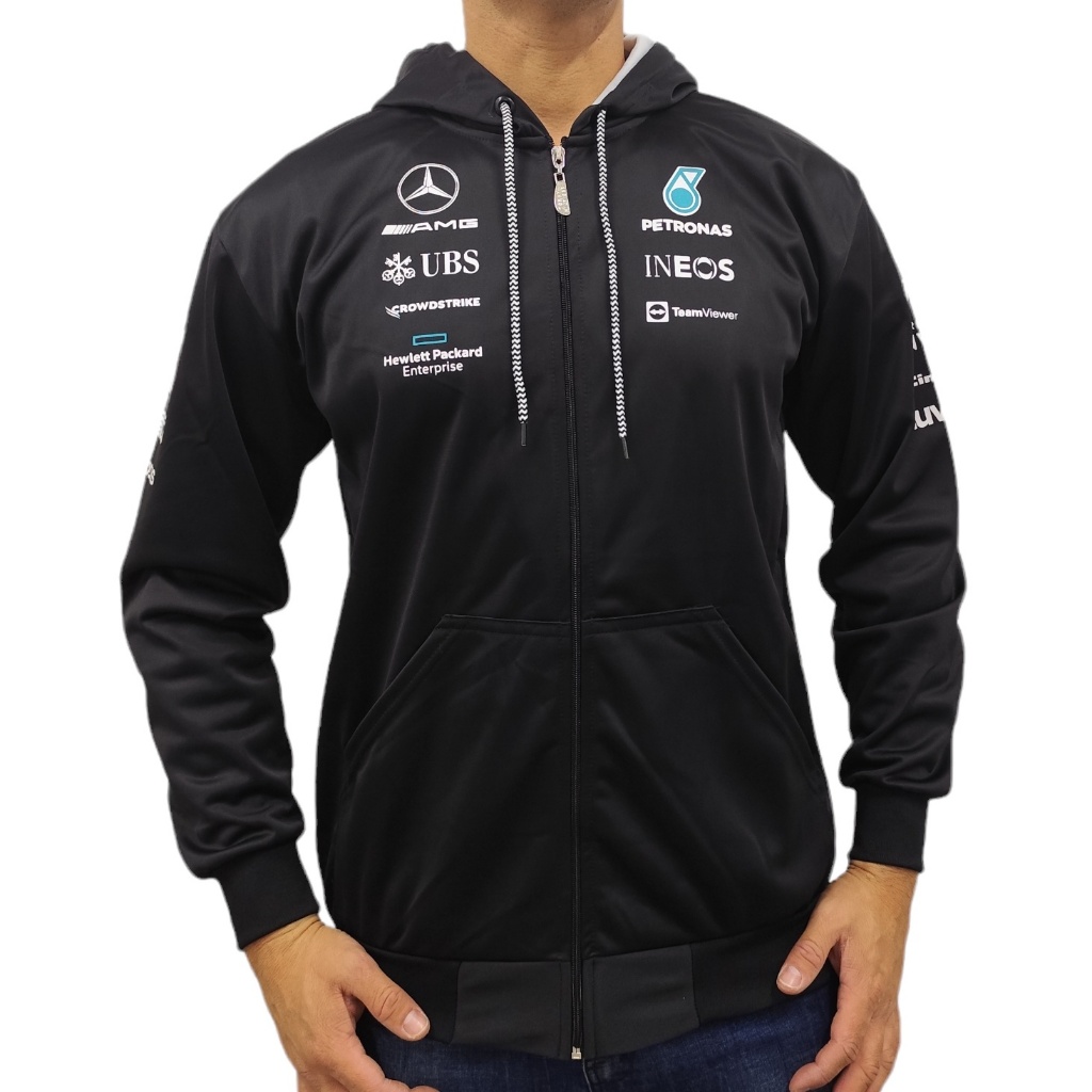 Jaqueta Nylon Mercedes Petronas AMG Modelo Formula 1 Preta MER20