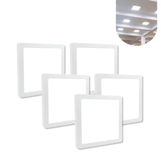 Kit 5 Painel Plafon Led 25w Sobrepor 6000k Quadrado Frio