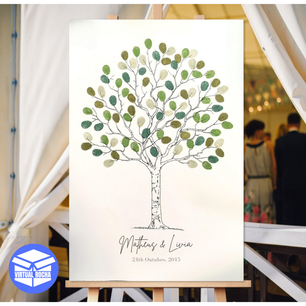 Quadro Decorativo Recepção de Casamento Árvore Digitais (Sem Moldura)