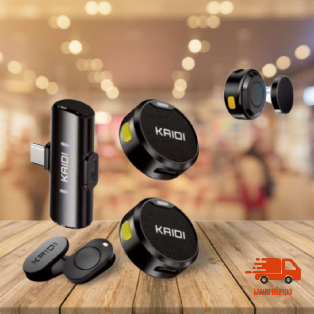 Microfone De Lapela Profissional Duplo Sem Fio Redondo - Anti Ruído  Para Celular e Tablet