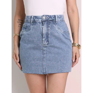 Saia Jeans Feminina Cintura Alta saia midi saia colorido sem rascada8156