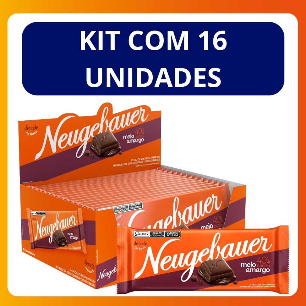Chocolate em Barra Neugebauer 40% Cacau Meio Amargo 80g Display C/16 ...