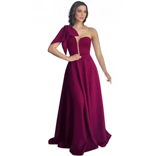 Vestido Longo De Festa Com Laço No Ombro Pérola