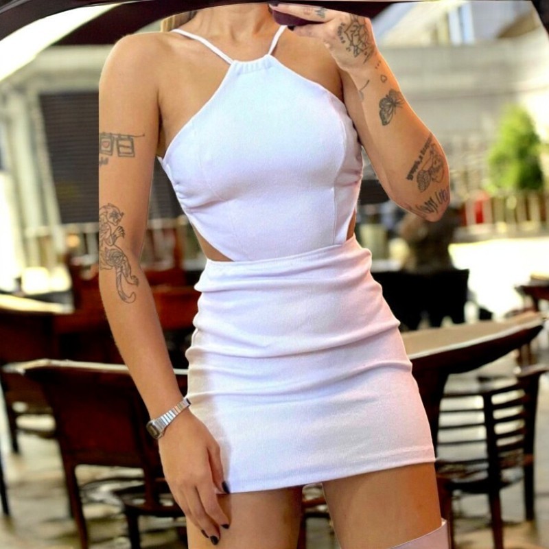 Vestido Feminino Frente Única Tubinho Curto Colado Preto Gringa Aberto nas Costas ENVIO IMEDIATO