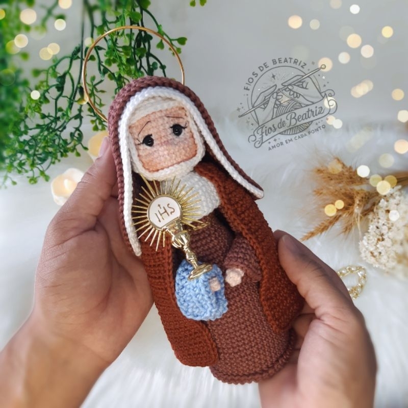 Santa Clara de Assis em Amigurumi Crochê Shopee Brasil