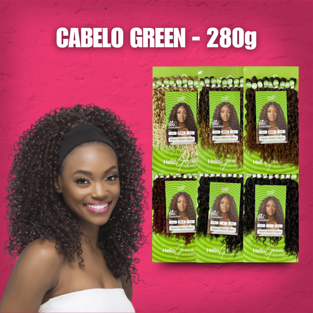 Cabelo de Biofibra cacheado para entrelace Green Hello Hair - 280g ...