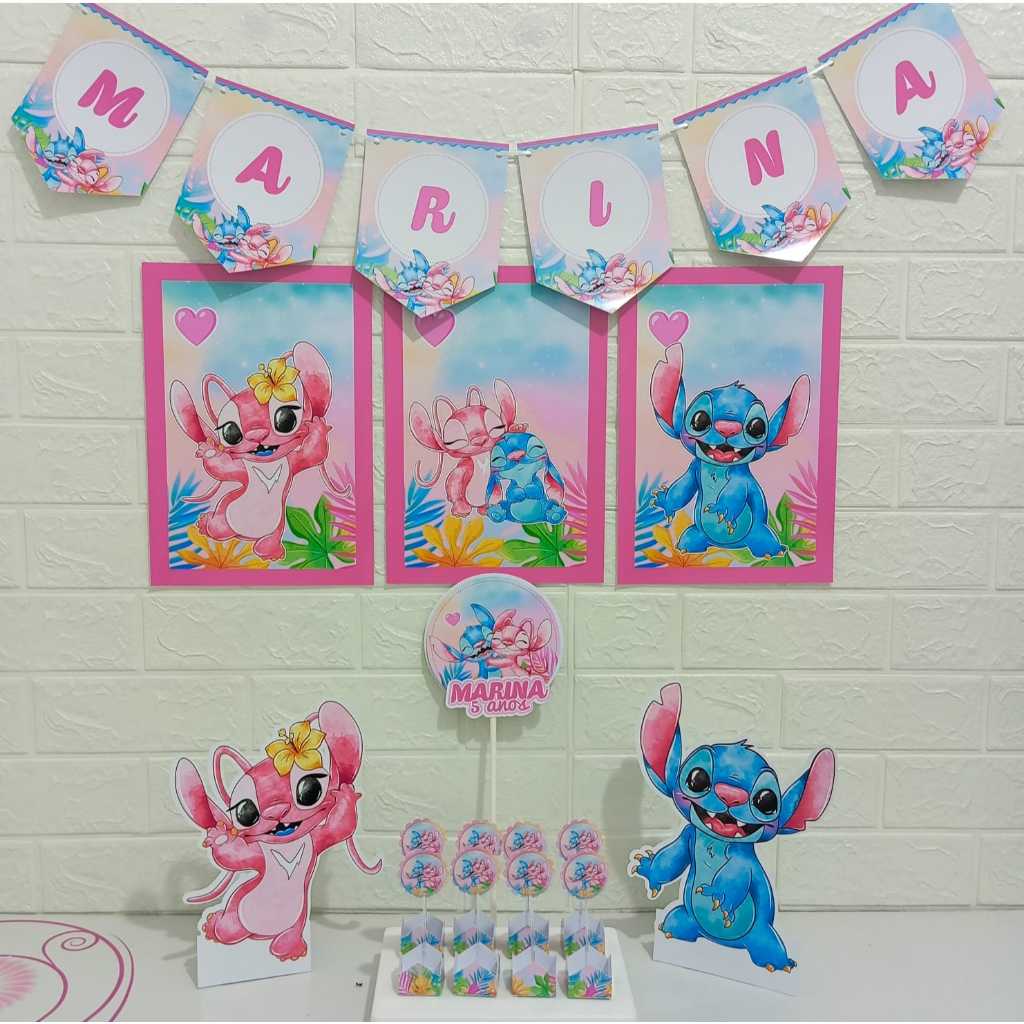 Kit Festa Stitch e Angel - Só um bolinho - Mêsversário - Festa em casa ...