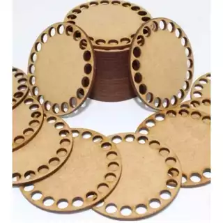 kit 20 Base 10 cm redonda de MDF para Crochê ou Fio de Malha em Oferta na Shopee