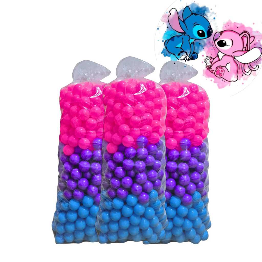 Bolinha Para Piscina 200 Unid Lilo Stitch Roxo Rosa Azul Super ...