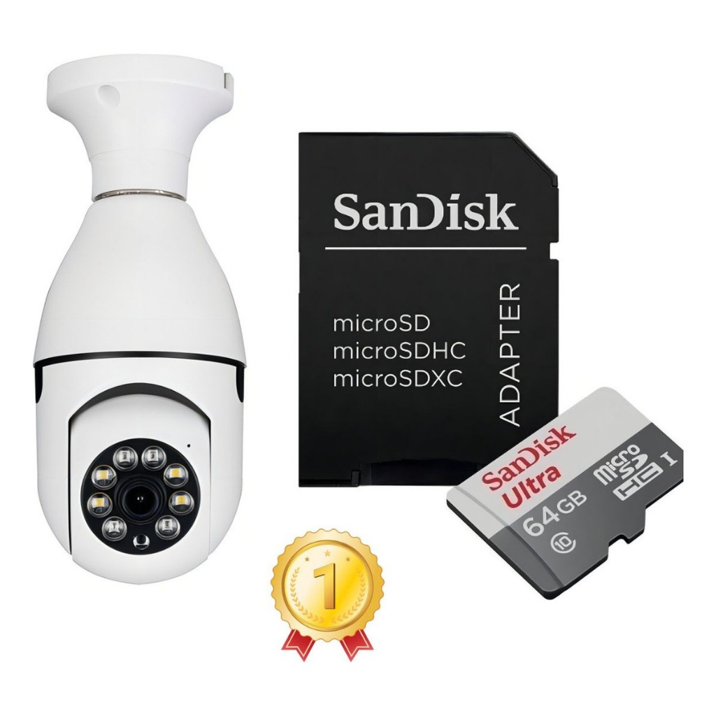 Kit Camera Lampada Ip 360 App Yoosee + Cartão De Memoria 64gb | Shopee ...