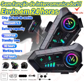 Y10 Motocicleta Sem Fio Bluetooth 5.3 Fone de Ouvido Capacete Kit de Chamadas Mãos Livres À Prova D