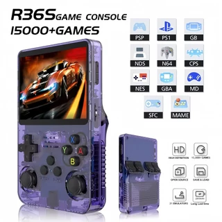 Consola de jogos portátil R36S + 15.000 jogos Jogos de vídeo 64g Linux Ecrã IPS de 3.5 polegadas -million_shop.br