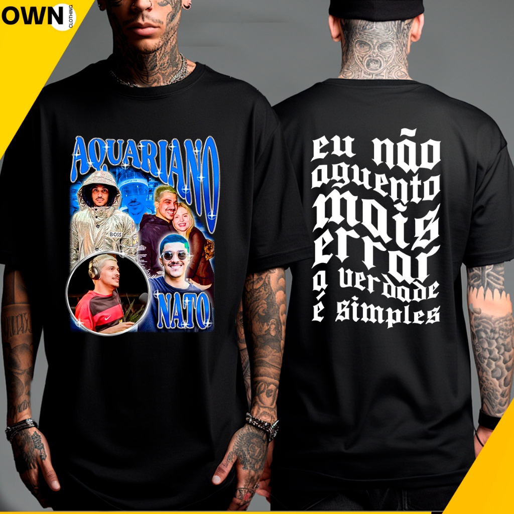 Camiseta Aquariano Nato Chico moedas Unissex meme 100% Algodão Fio 30.1