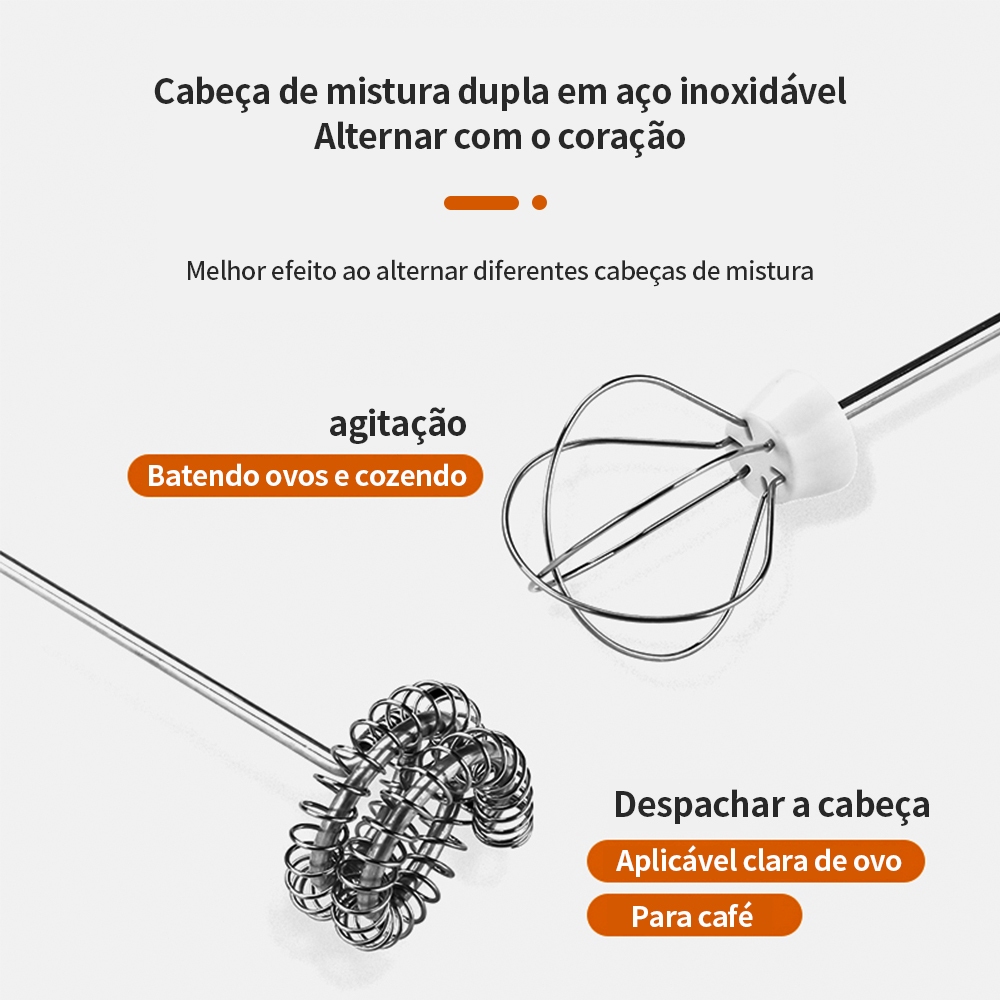 Imagem do produto Batedor Misturador Mixer Elétrico Portátil Para Bebidas Leite Café Clara de Ovo 2 em 1 4