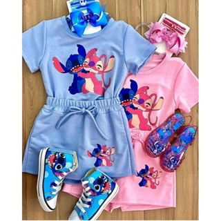 conjunto infantil menina short saia estitchs