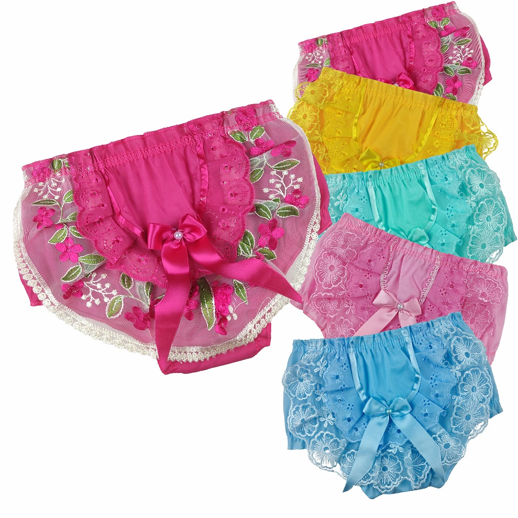 KIT 10 Calcinha infantil bunda rica renda cetim algodão | Shopee Brasil
