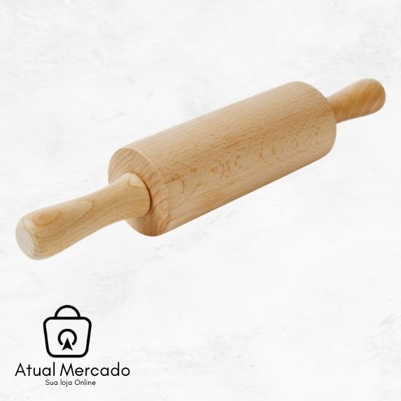 ROLO DE MADEIRA MULTIUSO PARA ABRIR MASSA, PIZZA E PÃO, DOMÉ