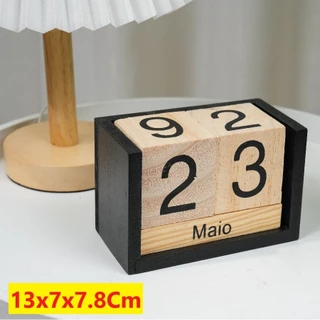 Calendário Permanente Cubo De Mesa 13x7x7.8Cm Mdf Decoração Escritório Mês E Dia Multiuso Universal em Oferta na Shopee