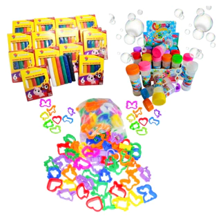 Kit 15 Cx Massinha de Modelar + 15 Bolha Sabão + 15 Cortador Molde Forminha Lembrancinha Infantil