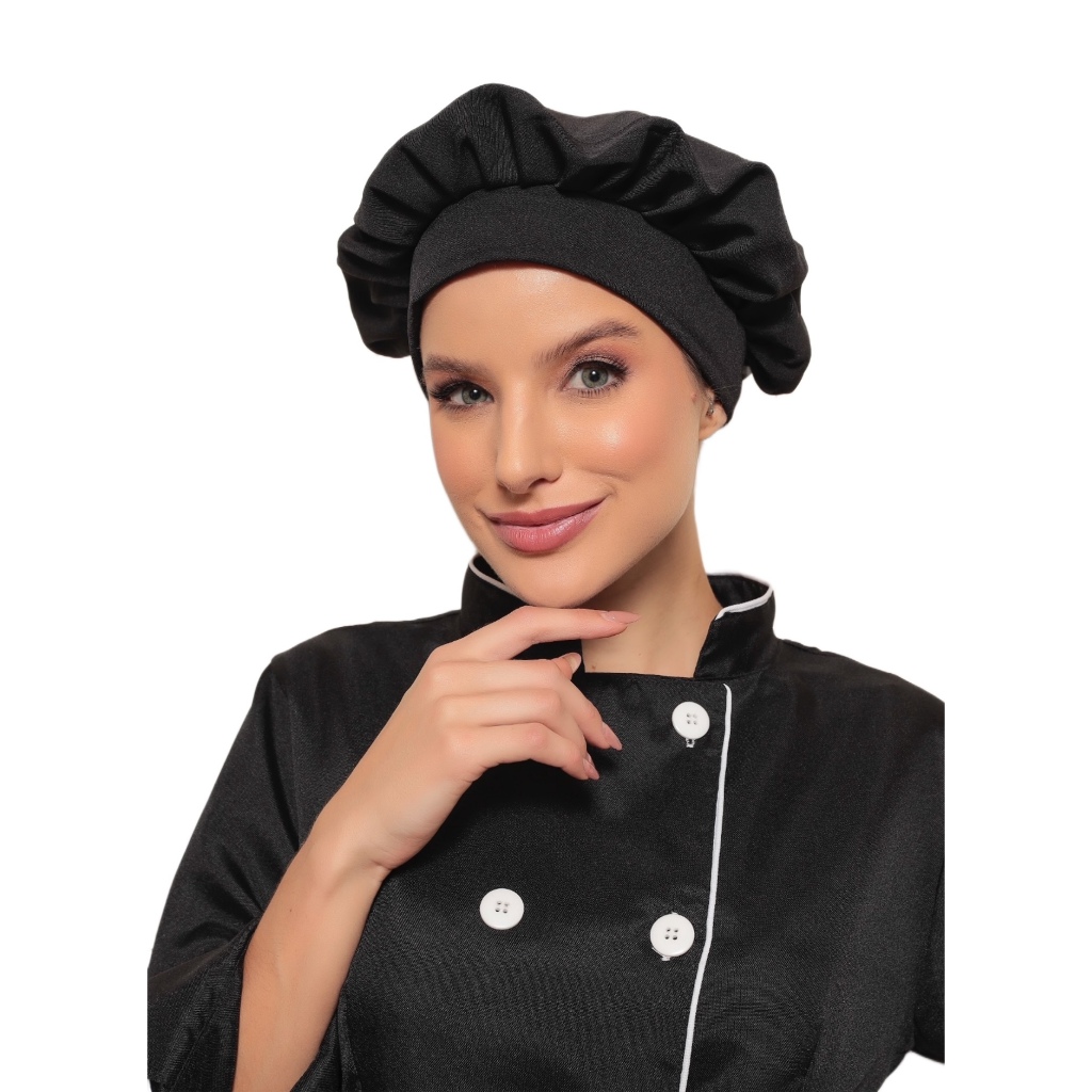 Touca Chapéu Chef Cozinha Gastronomia Premium Preto Willian 