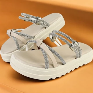 Sandália Infantil Papete Birken Menina Fleca Confortável Blogueirinha Brilho Strass Preto Branco