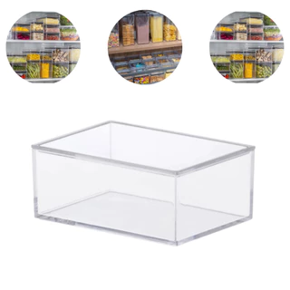 Caixa organizadora retangular pequena com tampa de acrílico cristal empilhavel porta máscara em Oferta na Shopee