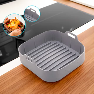 Forma Cesto Assadeira Quadrada com 16cm Silicone Air Fryer Fritadeira Alça