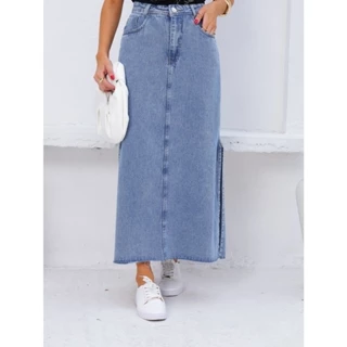 Saia longa jeans moderna, casual e versátil com fenda nas duas laterais, sem barra , comprimento 92 cm,tamanho 36-46