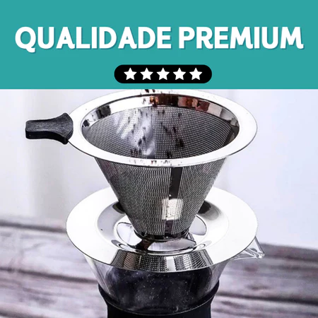 Filtro coador de café inox 103 - com pegador em silicone - peneira aço reutilizável  - ch