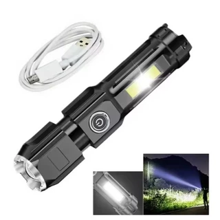 Lanterna LED Potente USB Recarregável 4 MODOS Led Portátil Com Zoom Longa Distancia