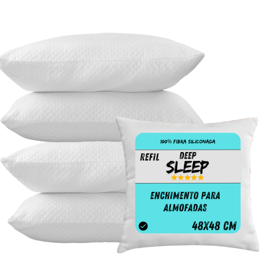 Kit Com 4 Unidades Enchimento Almofada Refil 45x45 cm Silicone ANTIALÉRGICO