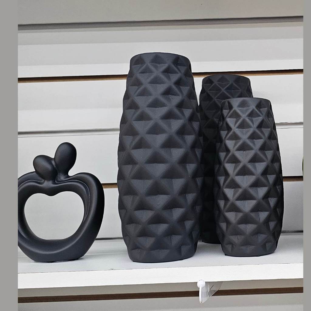Imagem do produto 2 Vasos de Cerâmica Luxo Dupla vaso decorativo quadriculados p/ Sala de estar rack Estante nichos aparadores escritórios 8