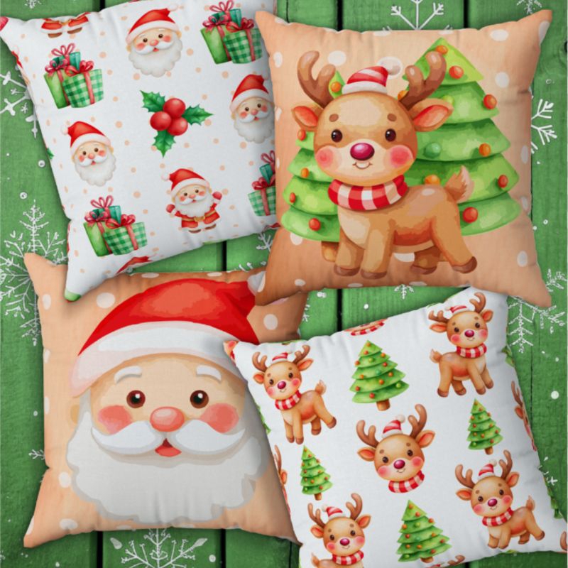 Capas para Almofadas Natal kit com 4 capas | Shopee Brasil