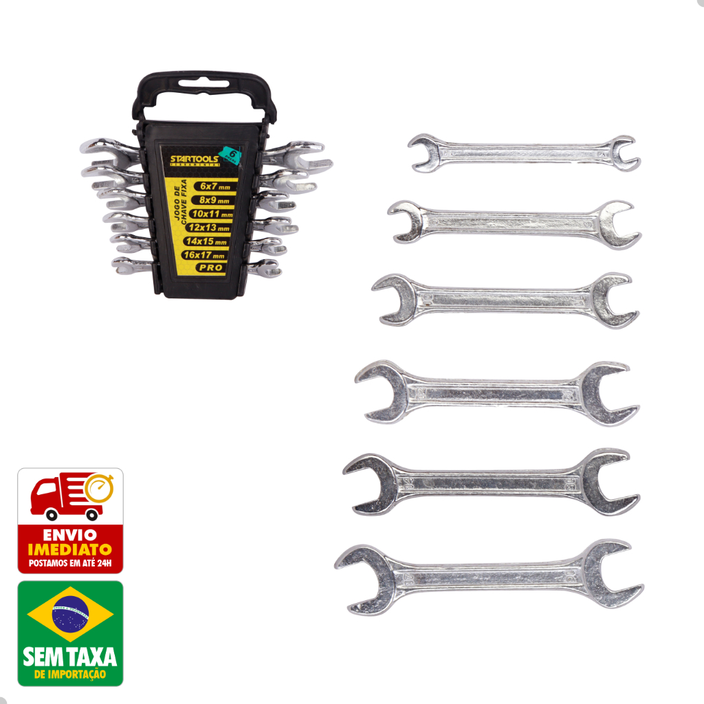 Jogo Chaves de Fixa Combinada ou Fixa 6 a 22mm 12 peças 6 ou 8