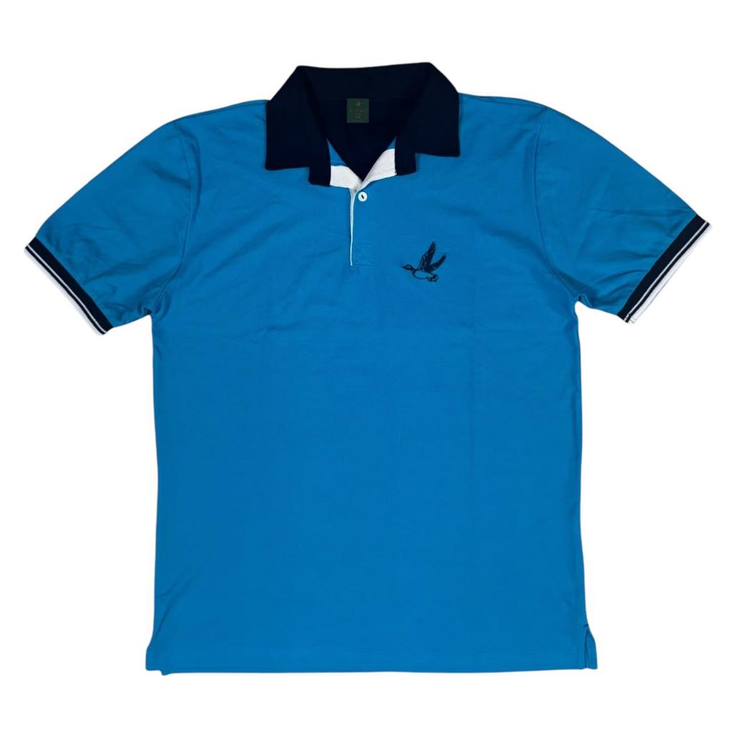 Camisa Polo Brooksfield Azul-celeste Brasão Big Original
