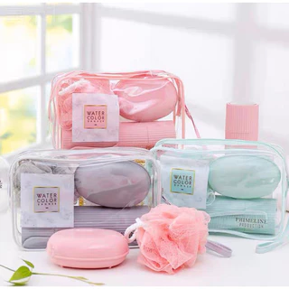 Kit Necessarie Organizadora Bolsa de Viagem com 5 Peças Porta Escova Pente Saboneteira Ducha Bolsa Portátil Transparente em Oferta na Shopee
