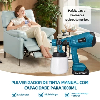 Pistola de Pintura e Portátil Pulverizador Spray Profissional com 2 Baterias Extra 36v