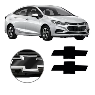 Par Emblema Gravata Black Piano Cruze Hatch e Sedan 2017 - Fibra - Black Piano e Preto Fosco