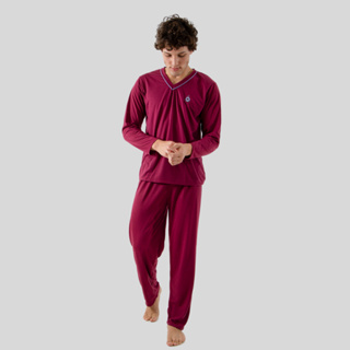 Pijama Masculino Longo Adulto Linha Noite Malha Inverno em Oferta na Shopee
