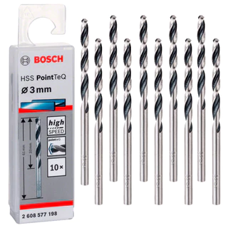Jogo De Brocas Hss Pointteq 3.0mm 10 Peças Bosch